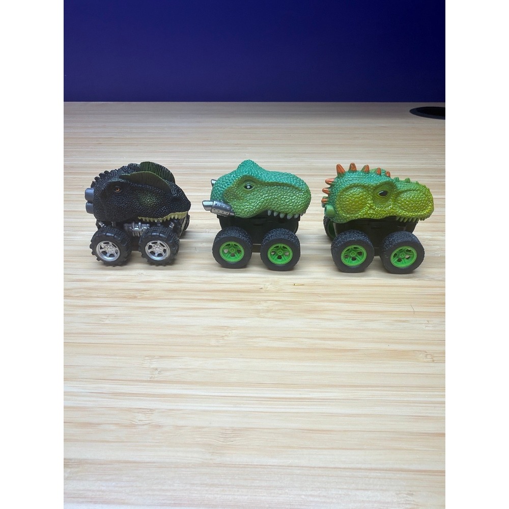Lot of 3 Dinosaur‎ Pull Back Cars Monster Truck T Rex Toy Vehicles